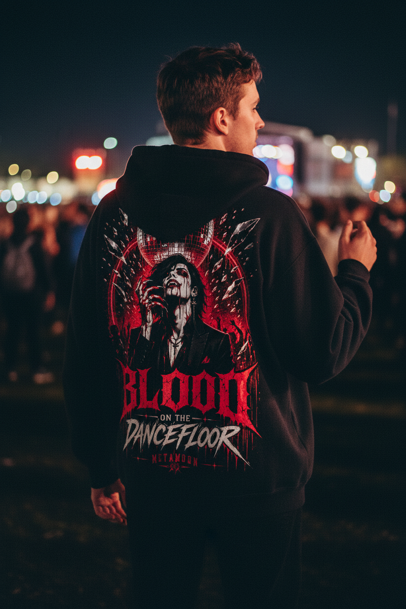 Blood on the Dancefloor Metamoon Oversized Zipper Hoodie – Gothic Lifestyle Backprint