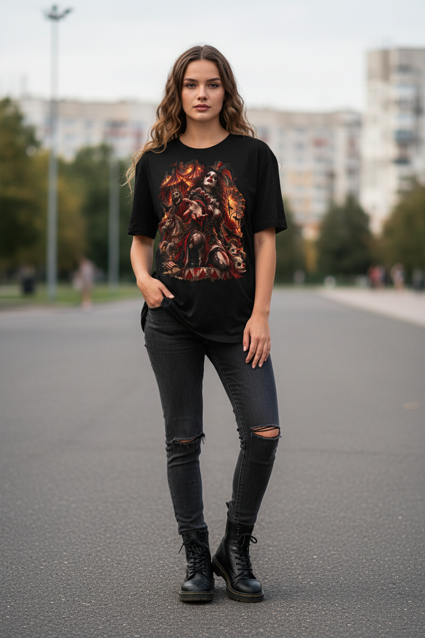 The Show Must Bleed Oversize T-Shirt – Lifestyle Frontansicht