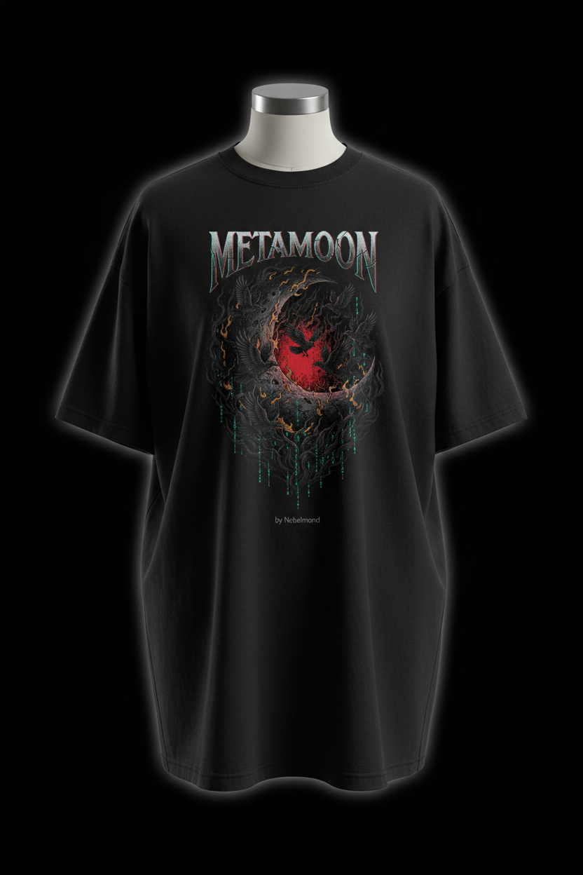 Crescent Reaper Oversized Shirt – METAMOON Print Frontansicht