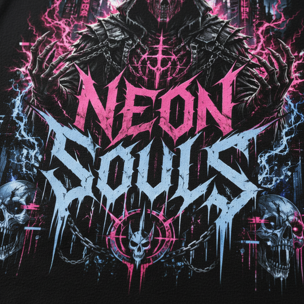 Neon Souls Oversized Shirt – Detailbild Print