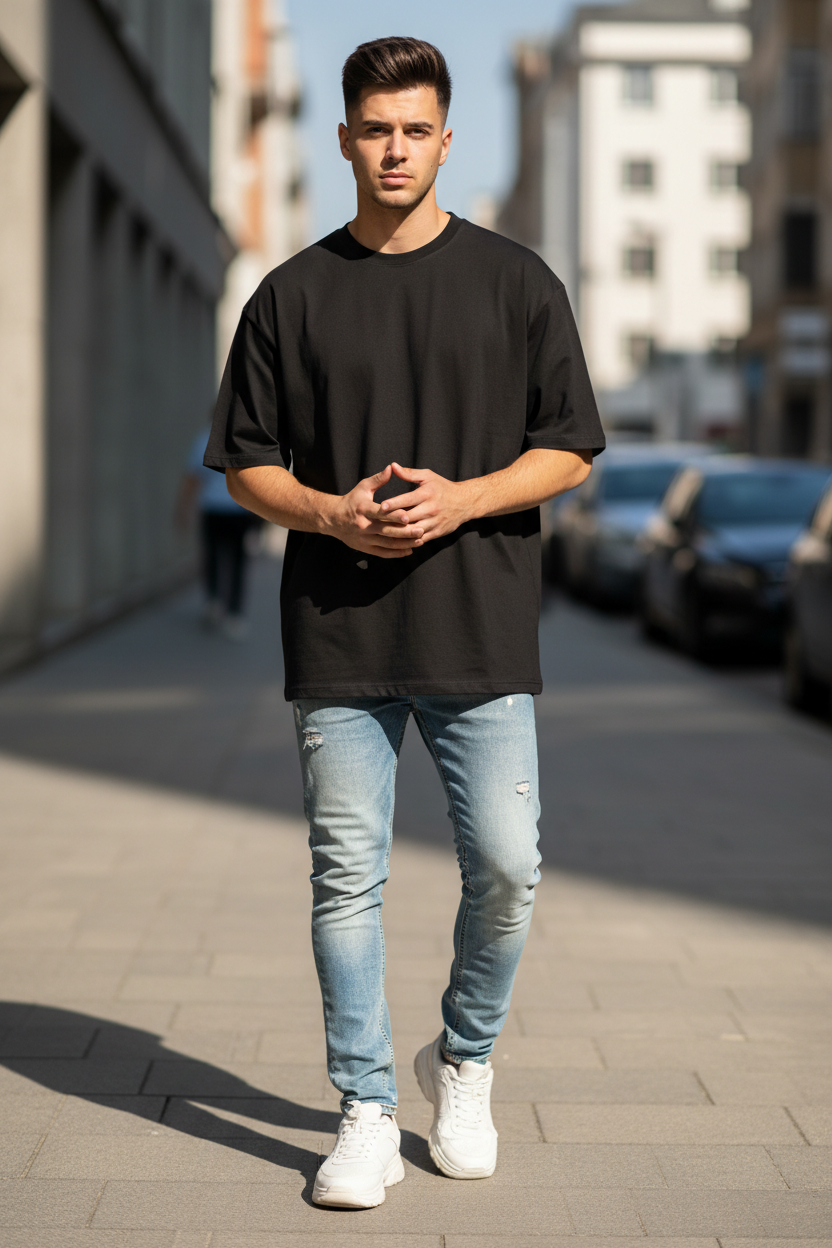 Still In Love Oversized Shirt – Frontansicht, schwarzes Oversized T-Shirt, Urban Street Style