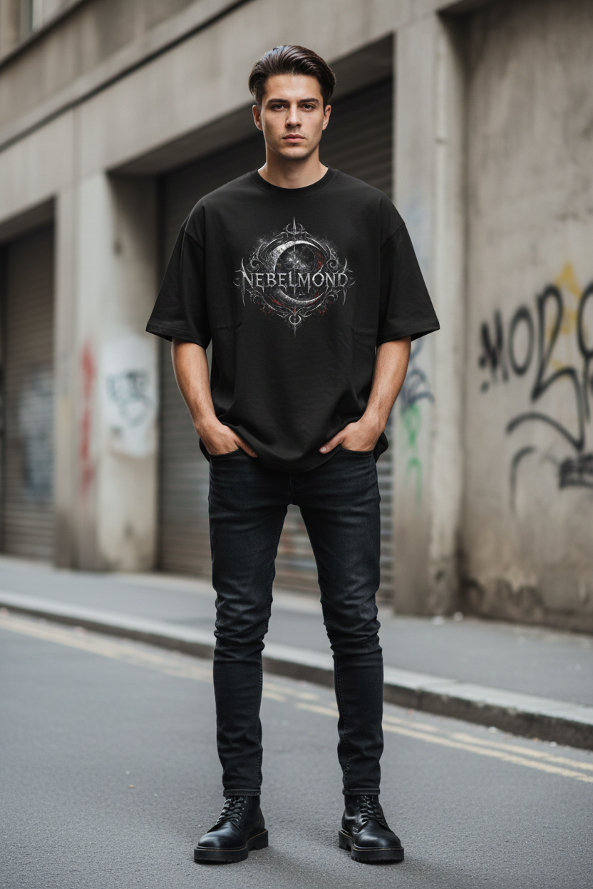 NEBELMOND Oversize T-Shirt – Gothic Dark Fashion – Male Lifestyle