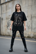 I Hate Myself – NØVAECHO Oversized Shirt – Female Model Lifestyle