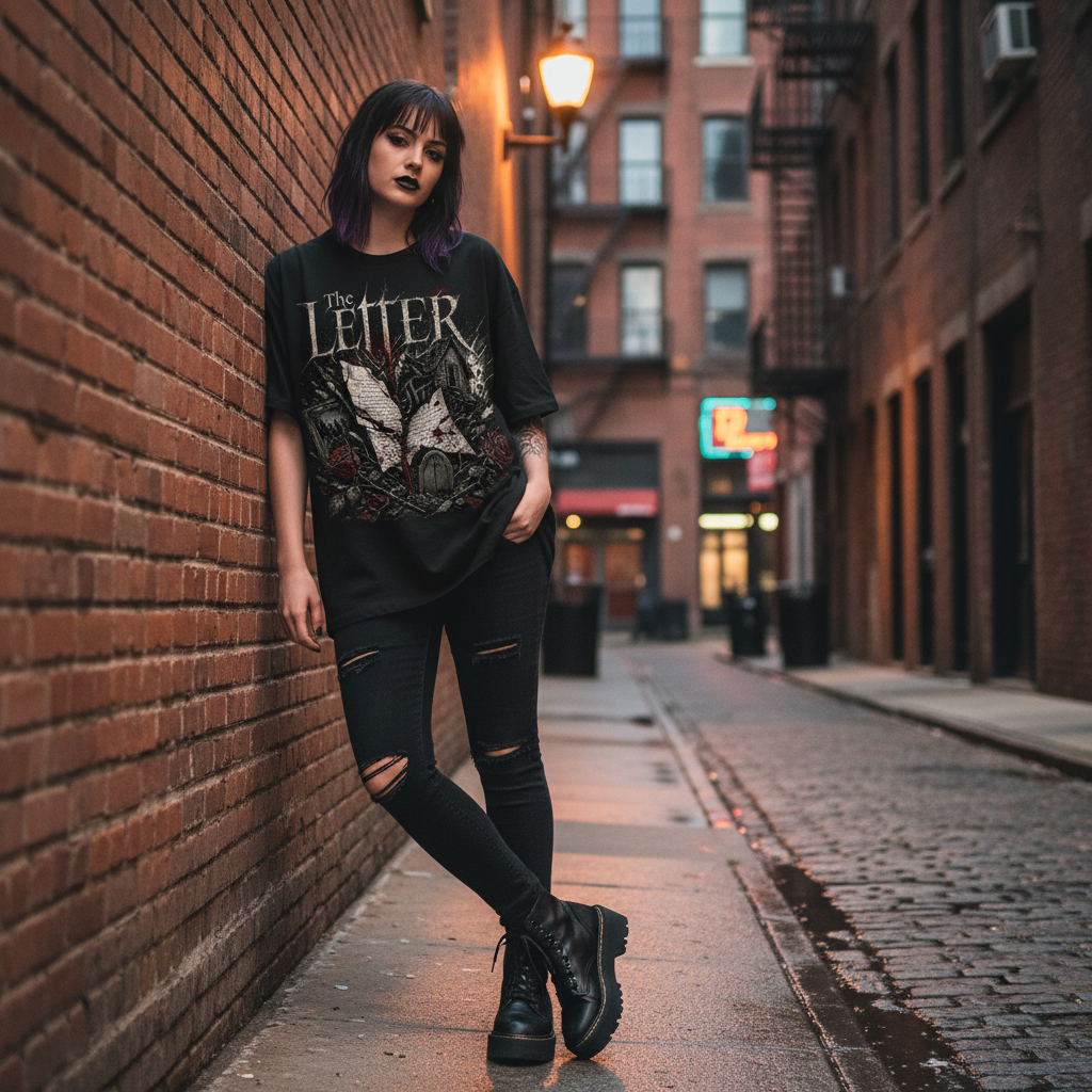The Letter Oversized Shirt – Lifestyle Backsteinwand